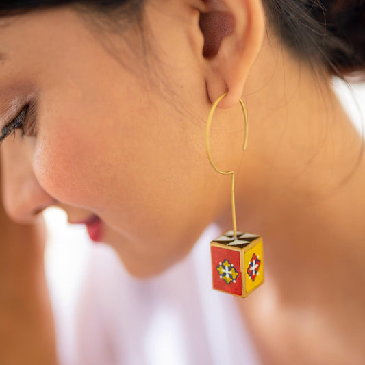 3D Brass Panch Rang Earring