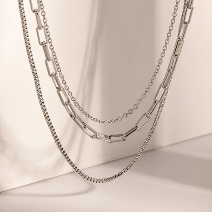 Luna Triple Layered Silver Neckchain