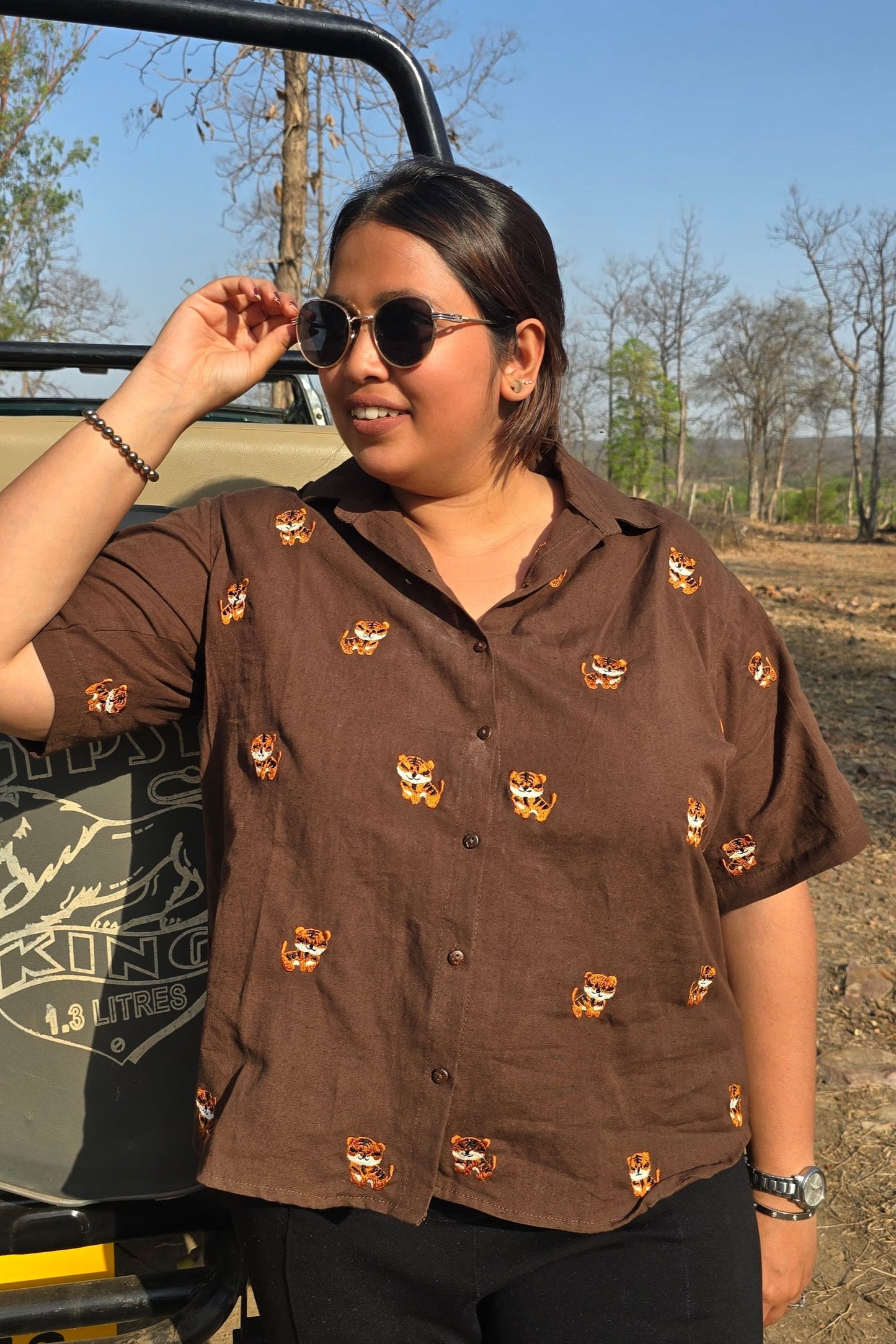 Safari Tiger - Embroidered Cotton Shirt