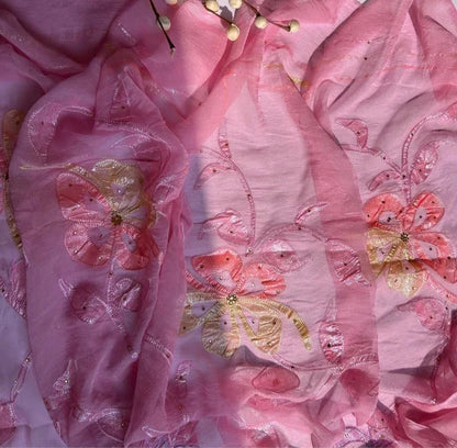 Mrunal - Hand Painted Pre-Pleated Chiffon Saree