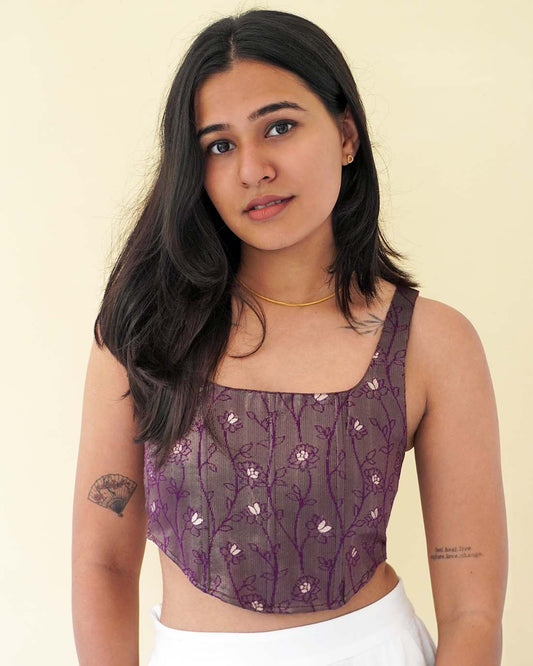 Sangria Brocade Silk Corset