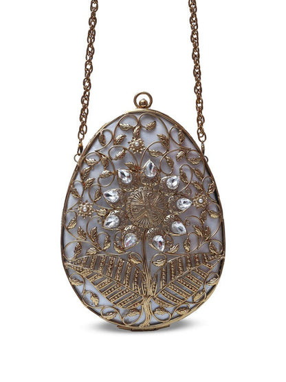 Mia Intricate Brass Clutch