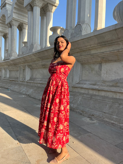 Serena Red Midi Dress