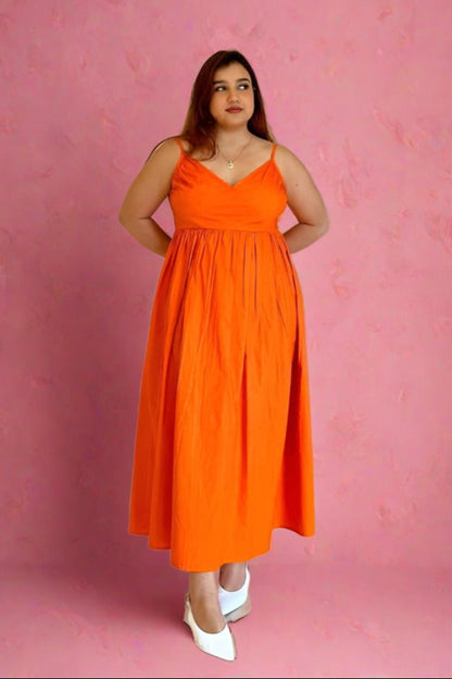 Melo Orange Cotton Dress
