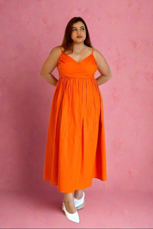 Melo Orange Cotton Dress