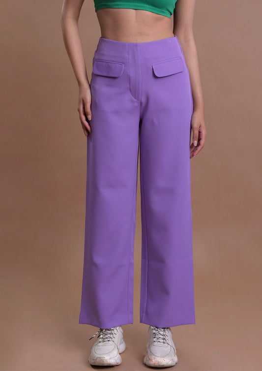 High Waist Straight Trousers With Front Pockets