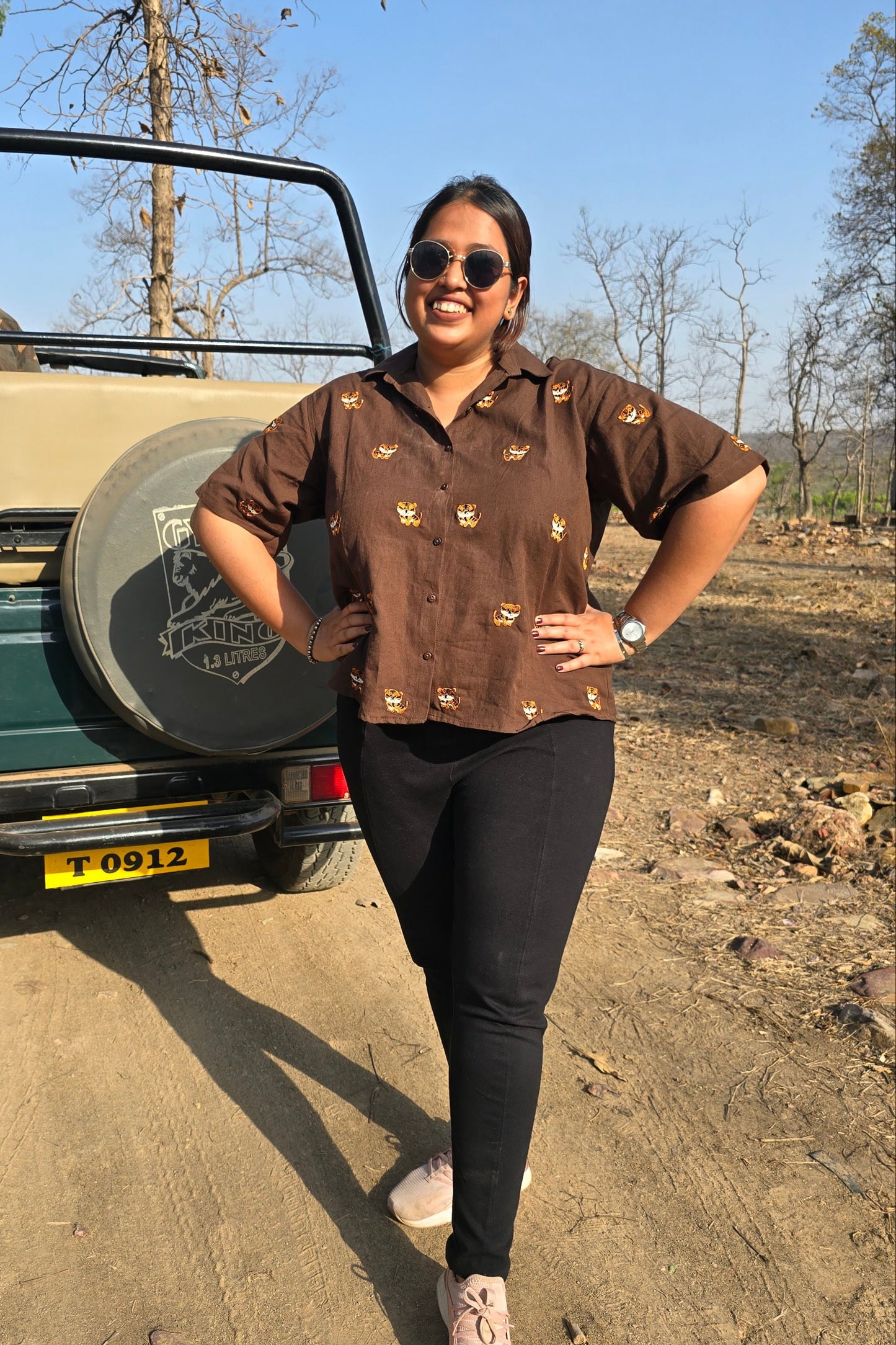 Safari Tiger - Embroidered Cotton Shirt