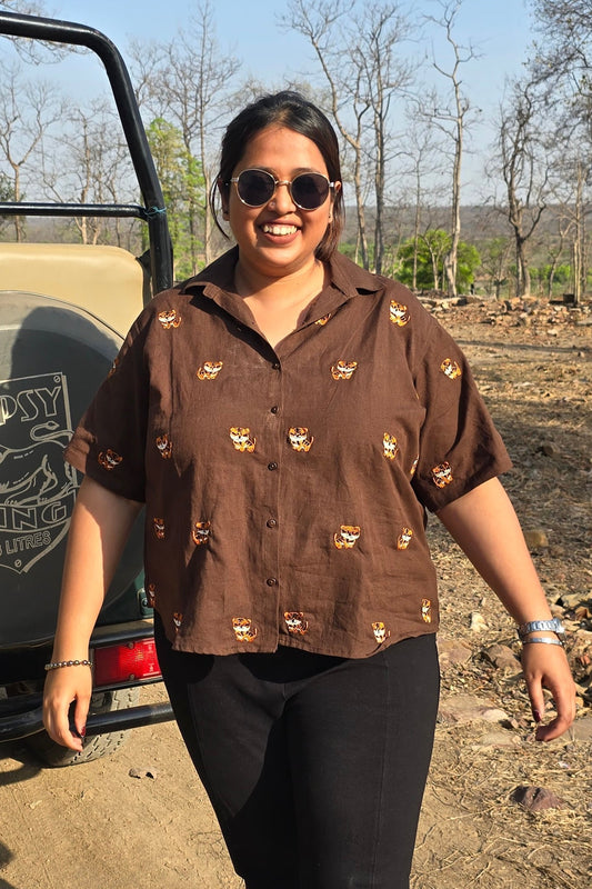 Safari Tiger - Embroidered Cotton Shirt