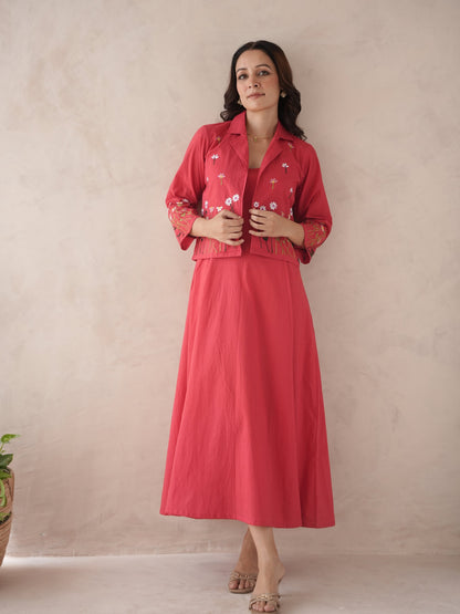 Noir Embroidery Cotton Jacket Dress