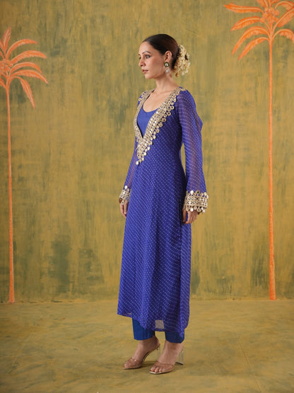 Rani Meher Blue Mirror Suit Set