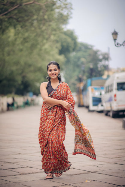 Gaurbandh Bagru Mul Cotton Saree