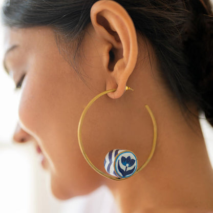 3d Indigo Brass Earrings