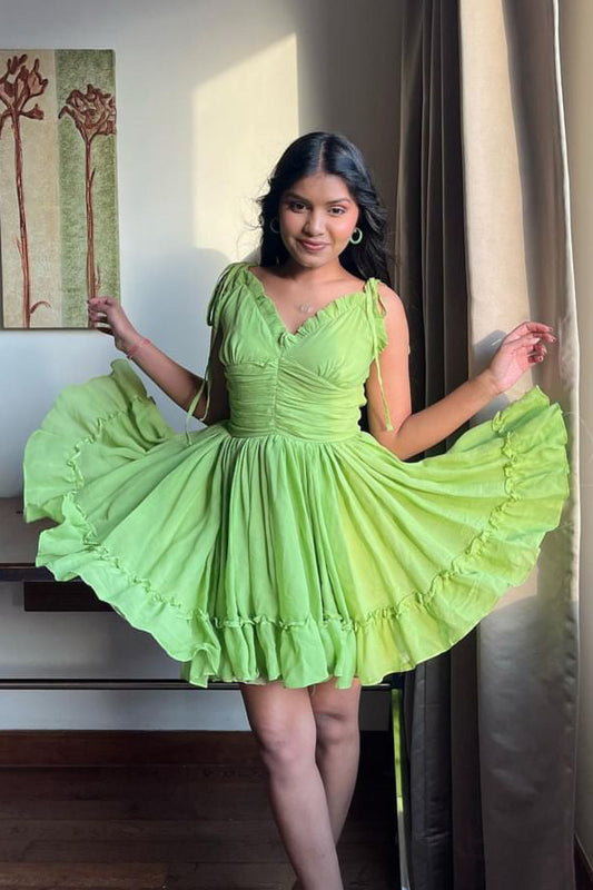 Pista Green Flare Dress