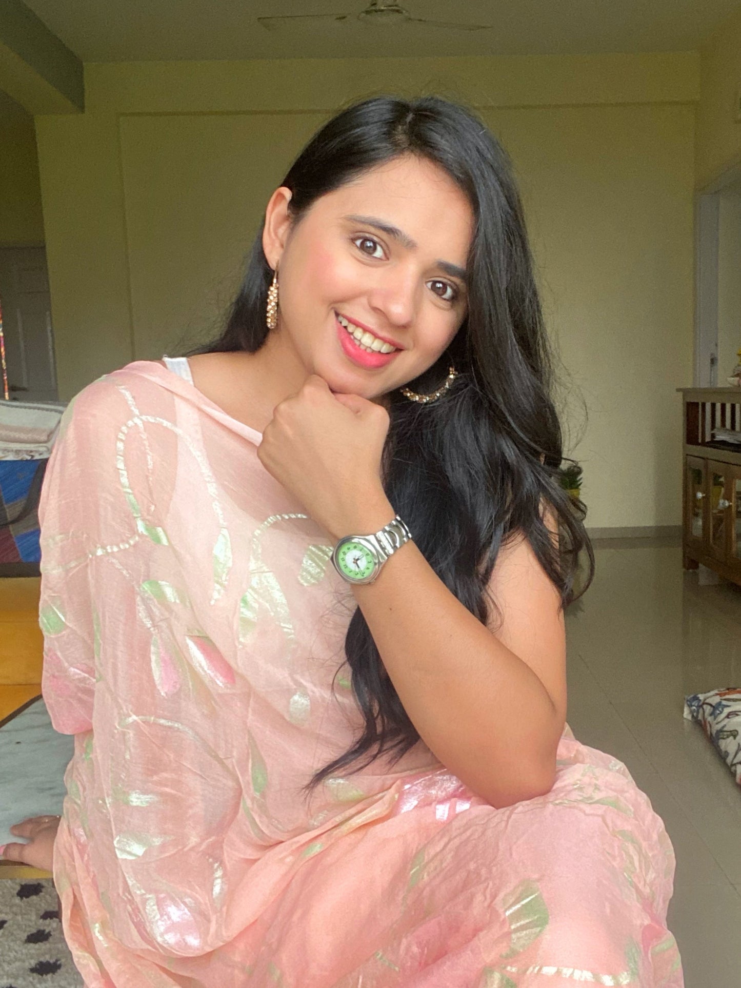 Gulabo - Handpainted Ready To Wear Chiffon Saree