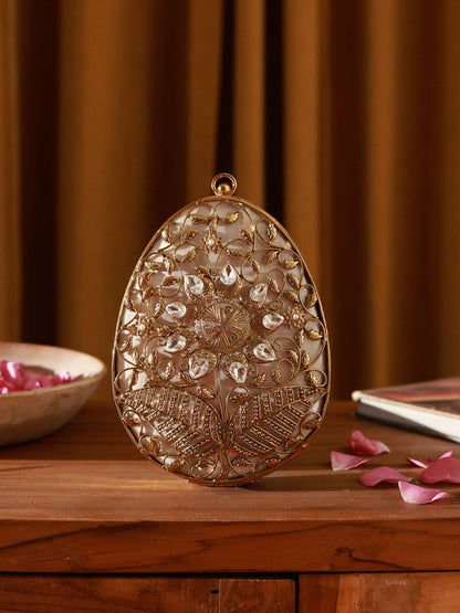 Mia Intricate Brass Clutch