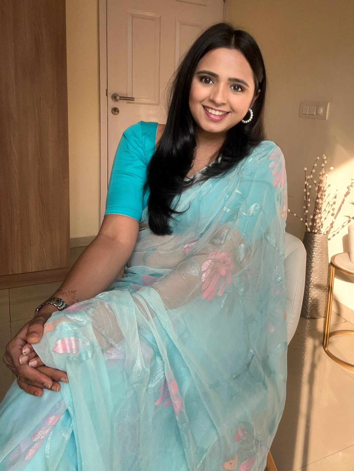 Gulabo - Handpainted Ready To Wear Chiffon Saree