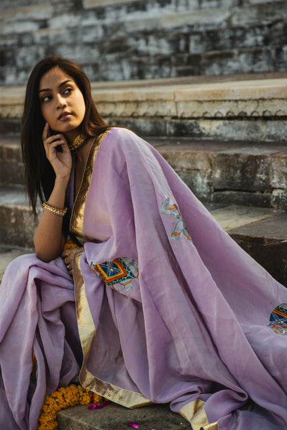 Meera - Royal Elephant Hand painted Saree