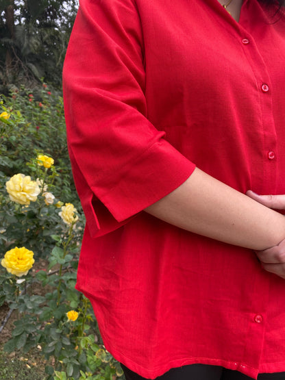 Aditi Red Cotton Shirt