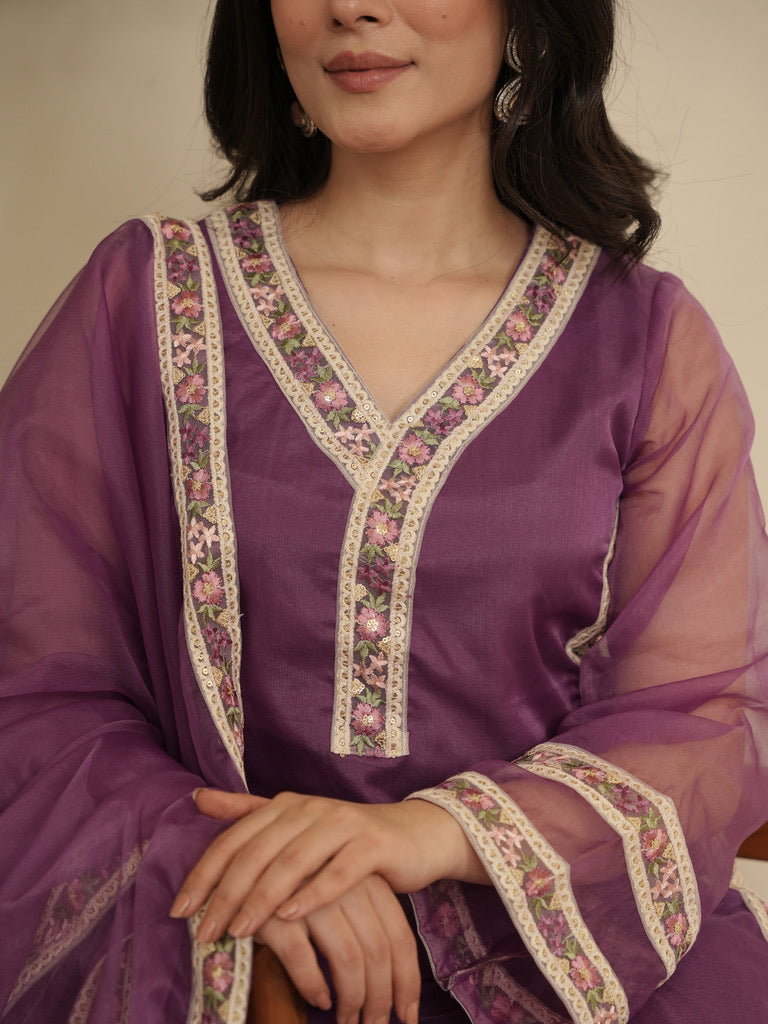 Zara Pure Organza Lace Work Suit Set