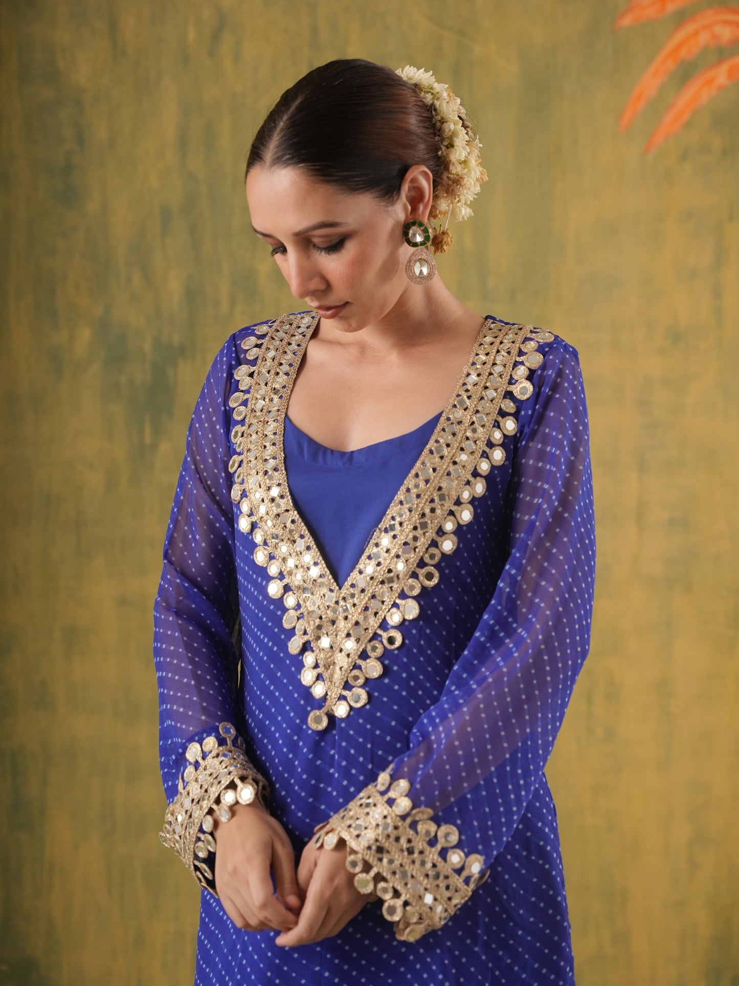 Rani Meher Blue Mirror Suit Set