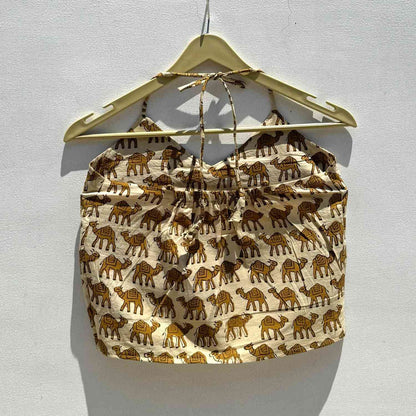 Camel Handblock Printed Cotton Top