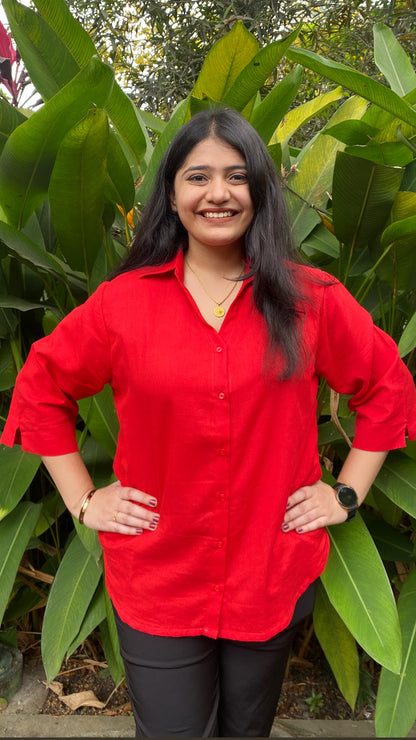 Aditi Red Cotton Shirt