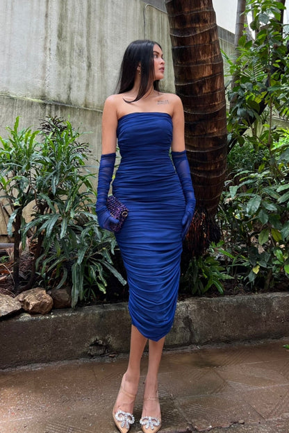 Gloves Padded Midi Dress