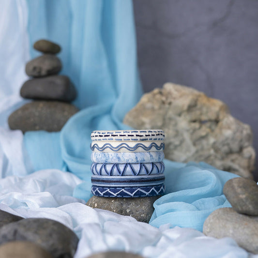 Aarvari Blue & White Threadwork Bangle Set