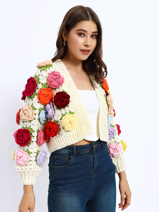Multicoloured Rose Garden Sweater