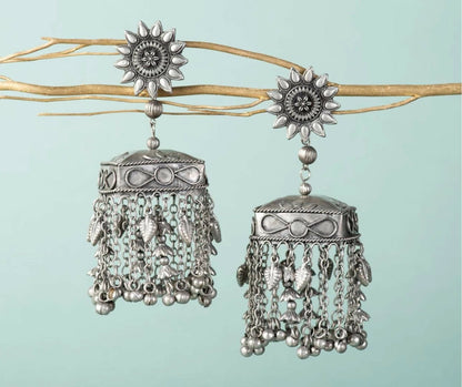 Shayra Silver Oxide Jhumkas