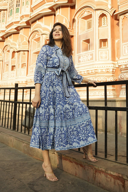 Midi Floral Printed Tier Dress
