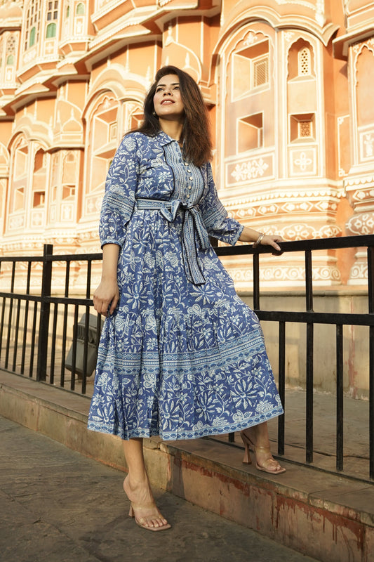Midi Floral Printed Tier Dress