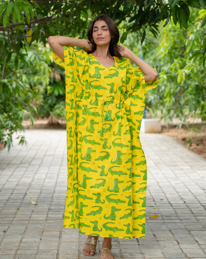 Agar Magar Hand Block Printed Cotton Kaftan