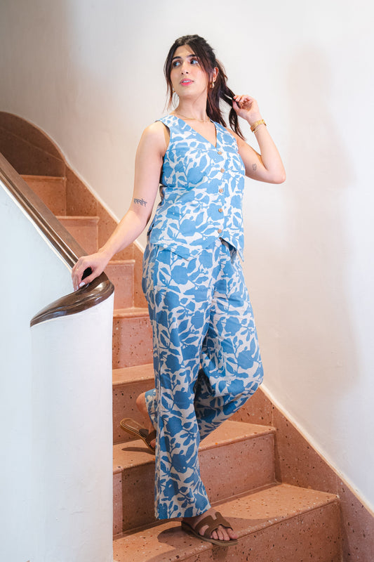 Powder Blue Vest and Pant Set