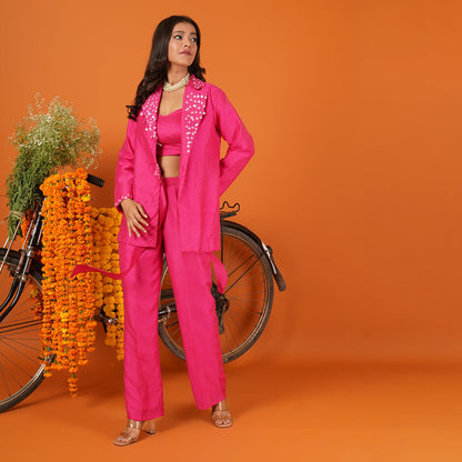 Rossy Embroidered Belt Suit