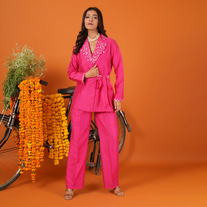 Rossy Embroidered Belt Suit