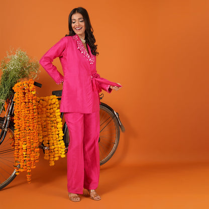 Rossy Embroidered Belt Suit