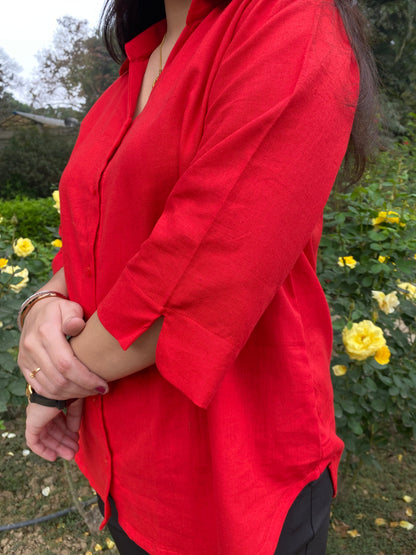 Aditi Red Cotton Shirt