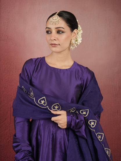 Chand Hand-dyed Purple Silk Aari Anarkali Set