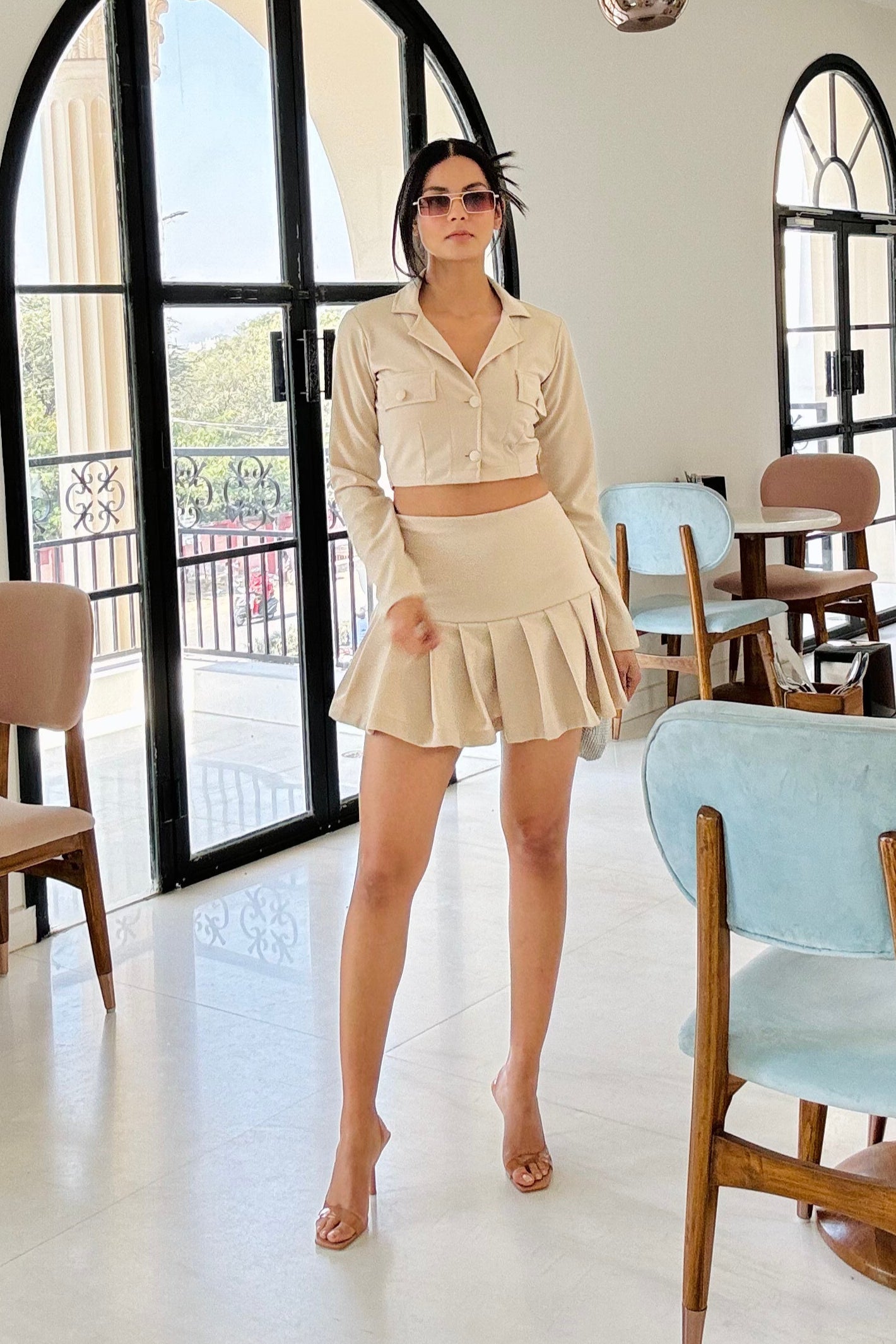 Beige Lycra Blair Set