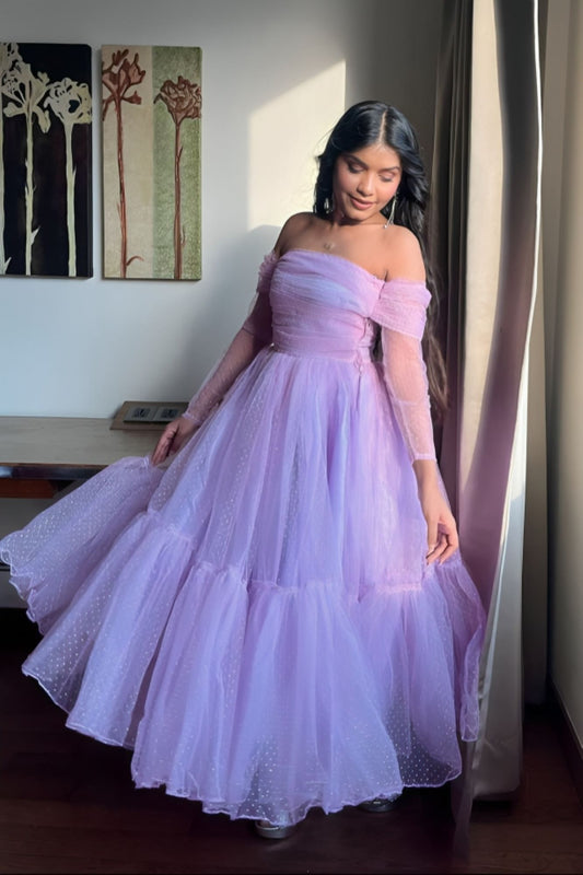 Lilac Shimmer Gown Dress