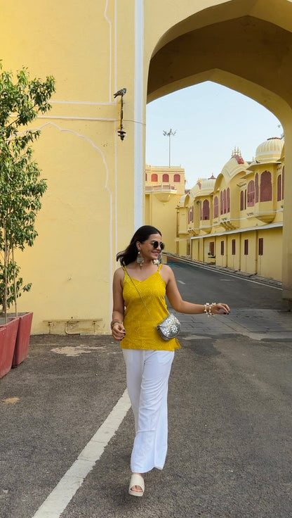 Phoolwari Cotton Strap Kurti