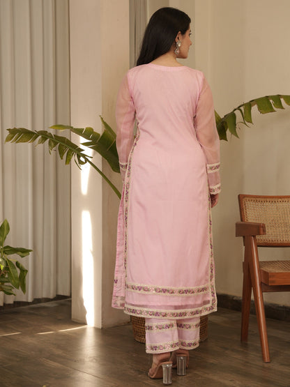 Zara Pure Organza Lace Work Suit Set