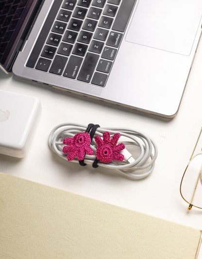Set of 3 Handcrafted Cable Organizer - Palm