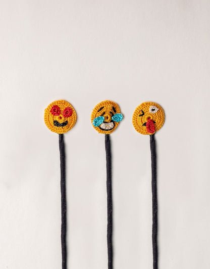 Set of 3 Handcrafted Cable Organizer - Emojis