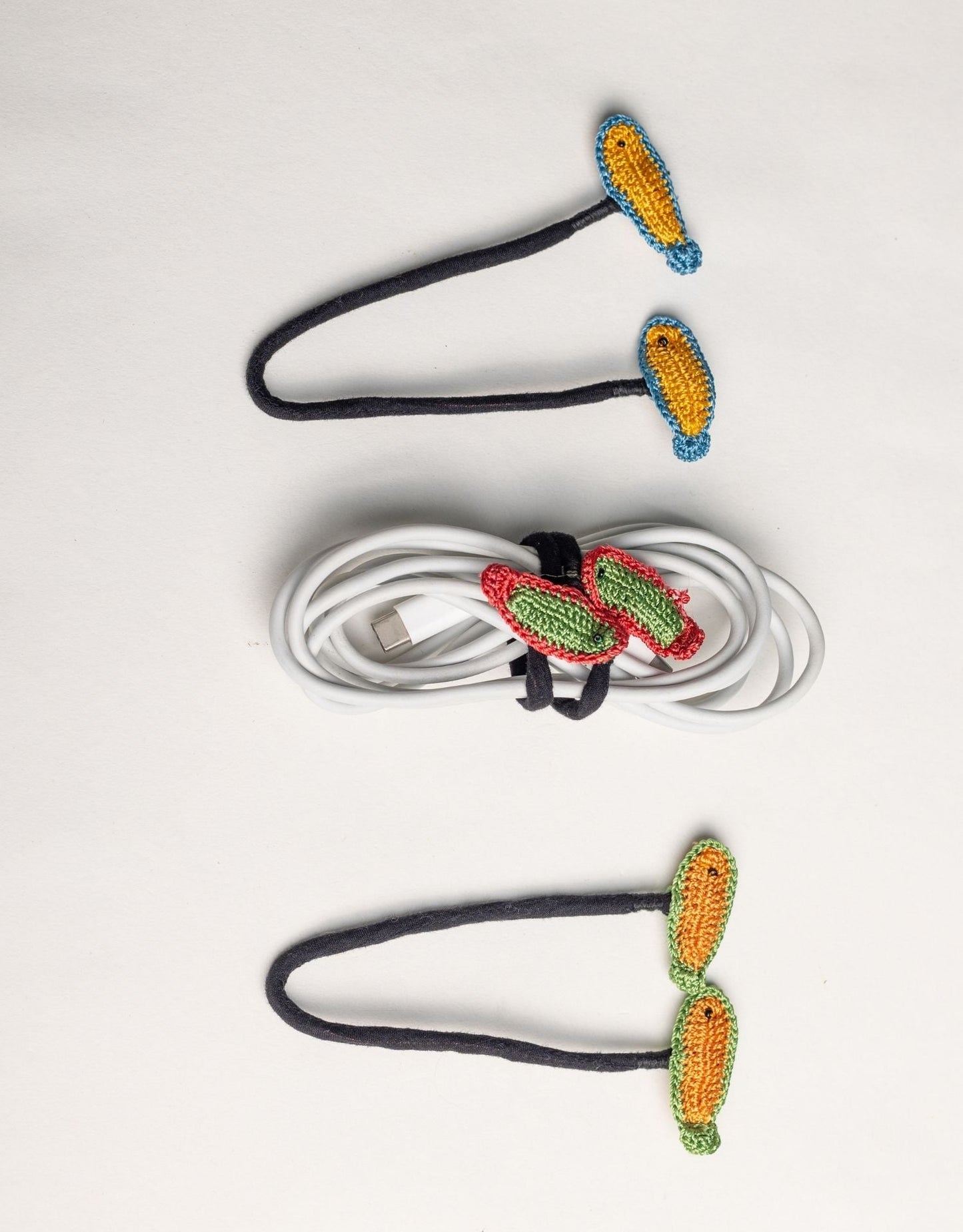 Set of 3 Handcrafted Cable Organizer - Fish