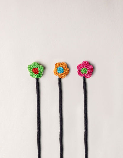 Set of 3 Handcrafted Cable Organizer - Flower