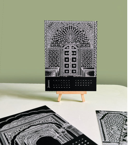 Hand Drawn Jaipur City Palace Desk Top 2025 Calender