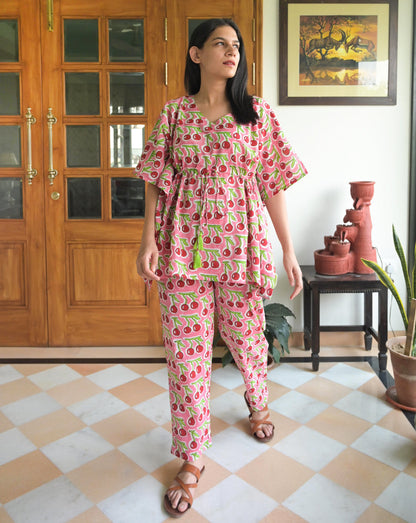 Cherries Chill Jams Cotton Co-ord Set
