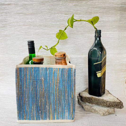 Upcycled Handwoven: Collapsible Storage Basket Medium